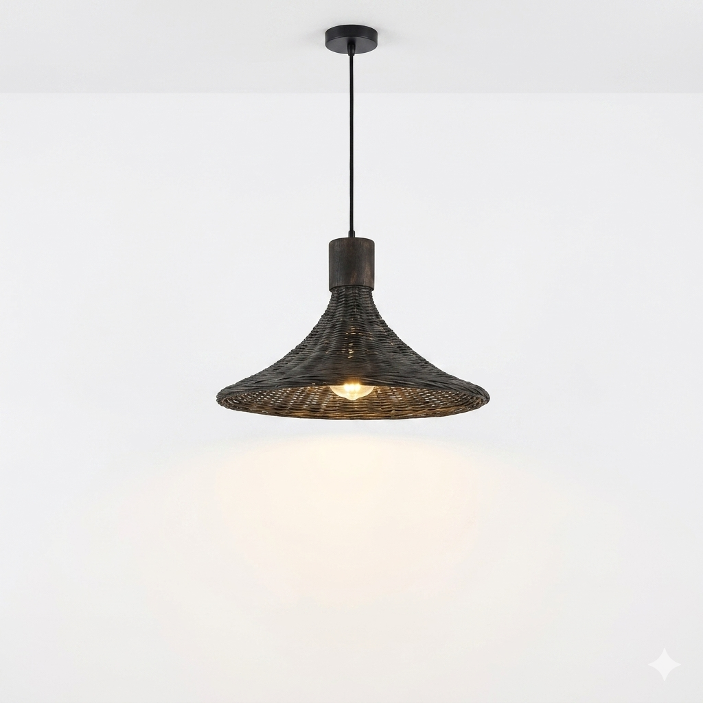 ثريا انارة علاقي قش اسود E27*1L قطر 40 سم