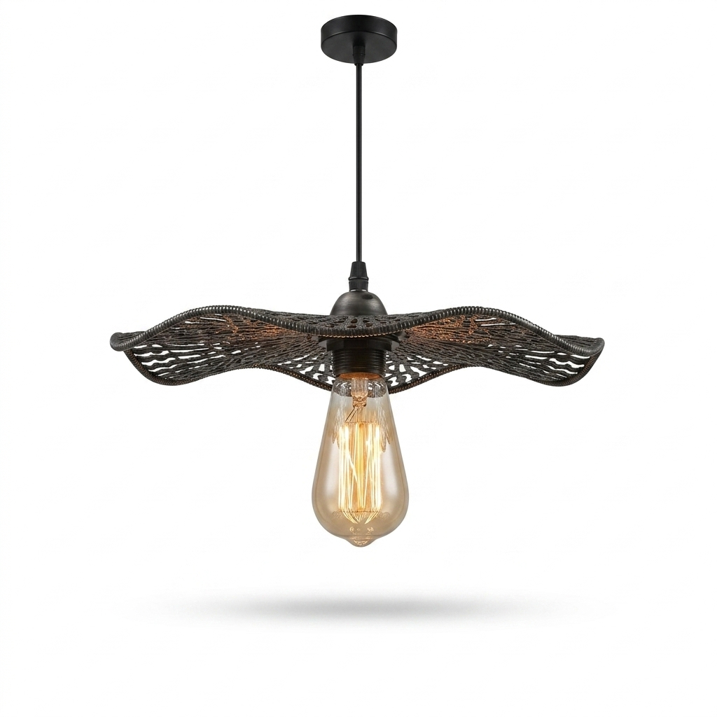 ثريا انارة علاقي خيزران اسود E27*1L قطر 240 ملم