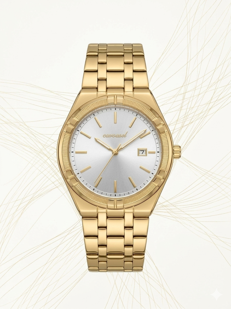 ساعة كروسيل ذهبي ميناء ابيض CC3004G-W