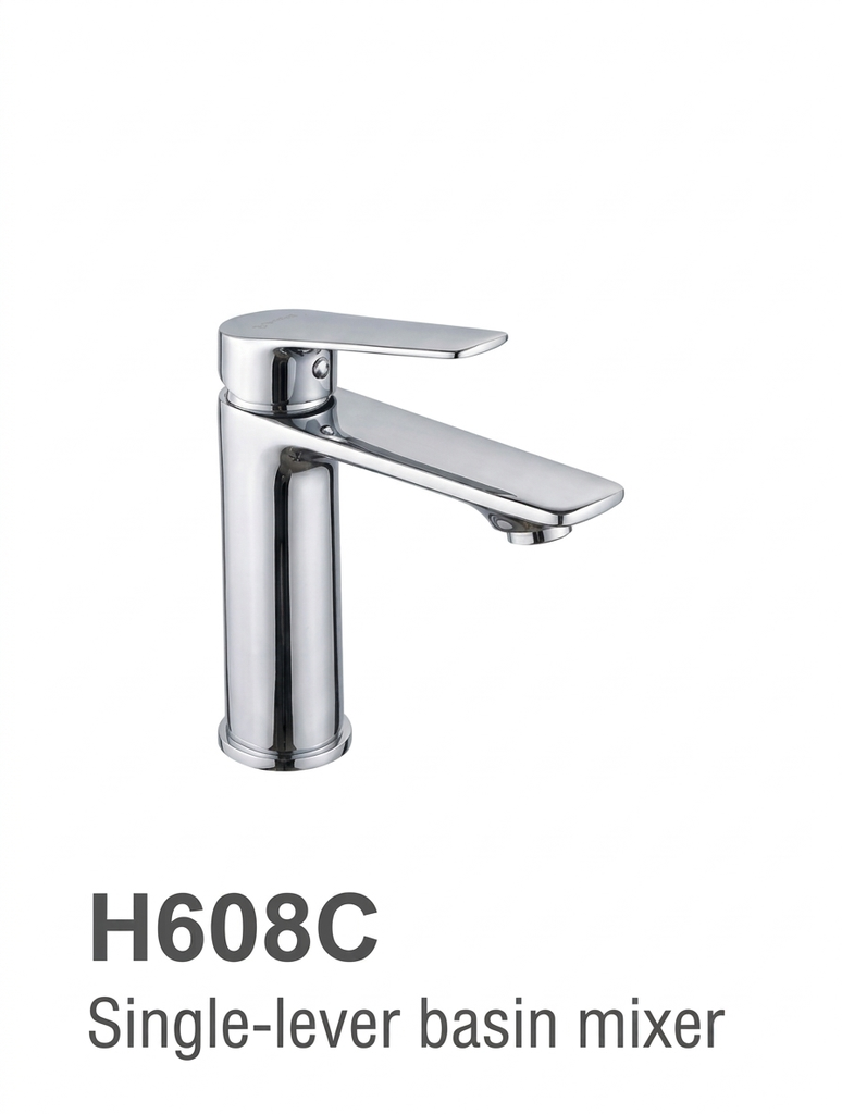 خلاط مغسلة كروم بمقبض واحد H608C