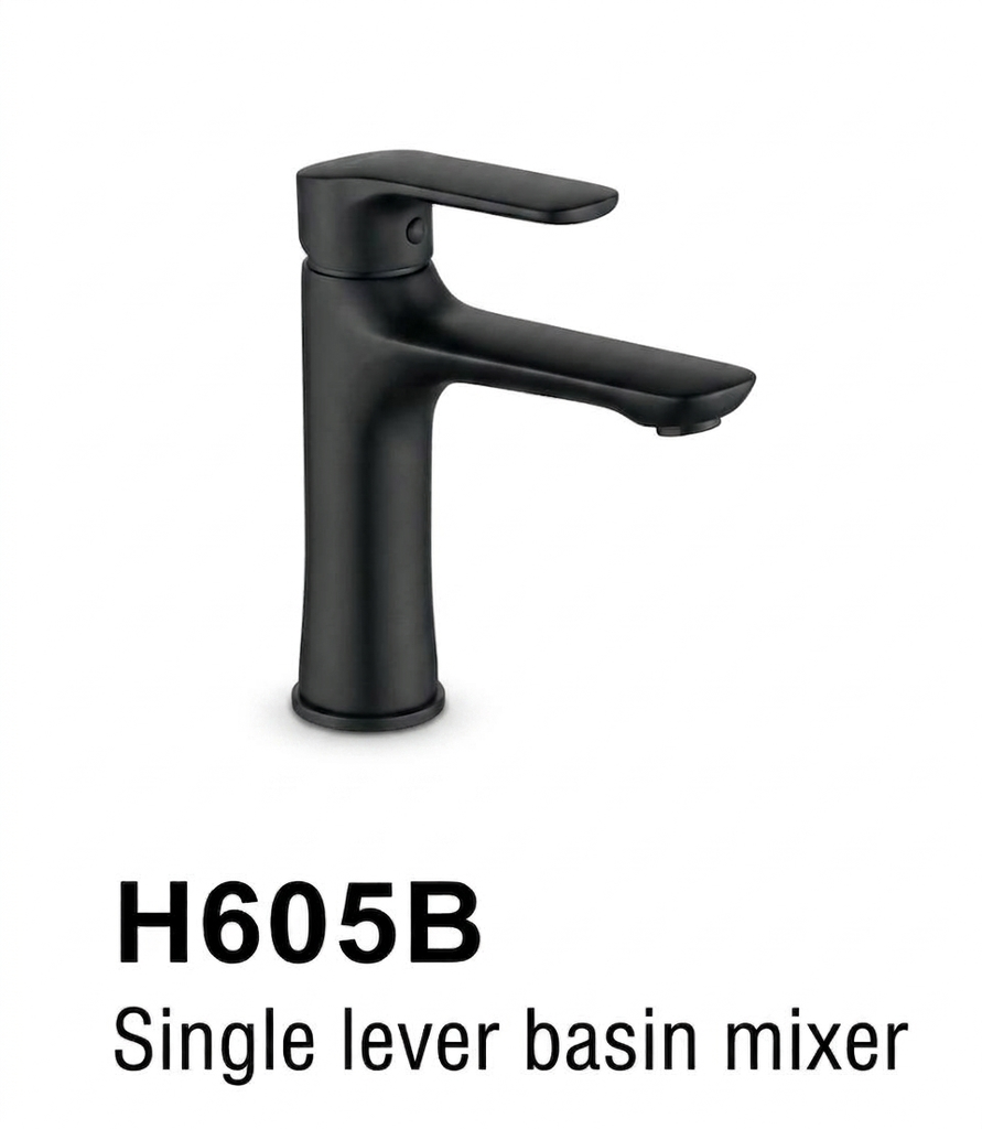 خلاط مغسلة اسود بمقبض واحد H605B